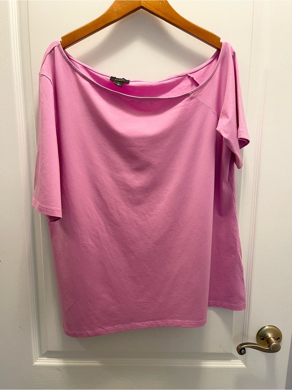 Halogen Pink Off-Shoulder Short Sleeve Tee